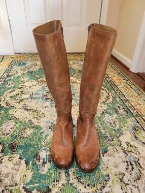 Frye Phillip Harness Tall Camel Colored Riding Boots, Size Womens 10B